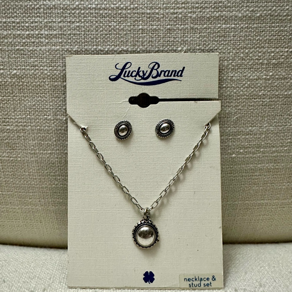 Lucky Brand SilverTone Necklace And Earring Set Lucky Brand SilverTone Necklace And Earring Set